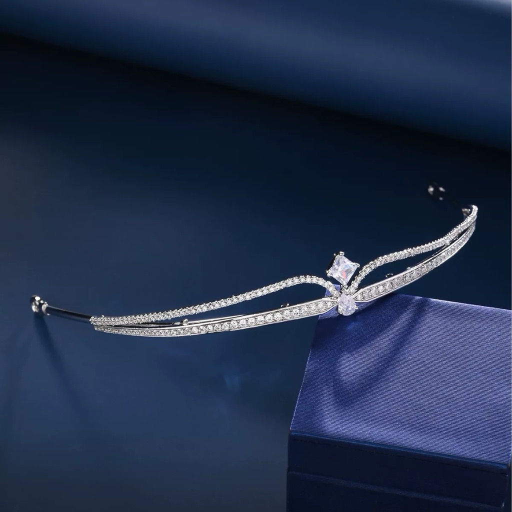 Crystal Bridal Tiara Headband - Silver Rhinestone Hair Accessory